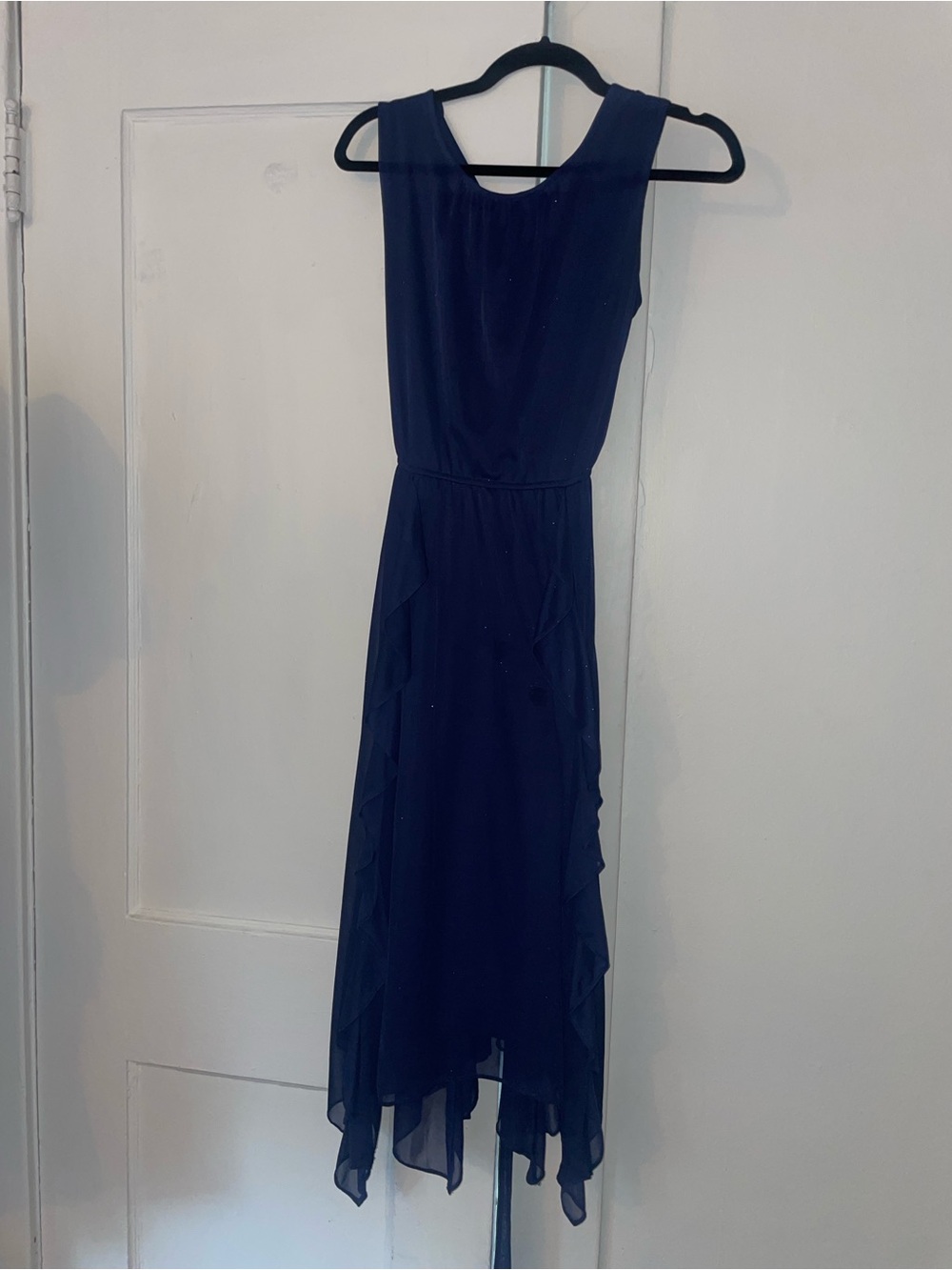 Navy Sleeveless Formal ruffle dress
